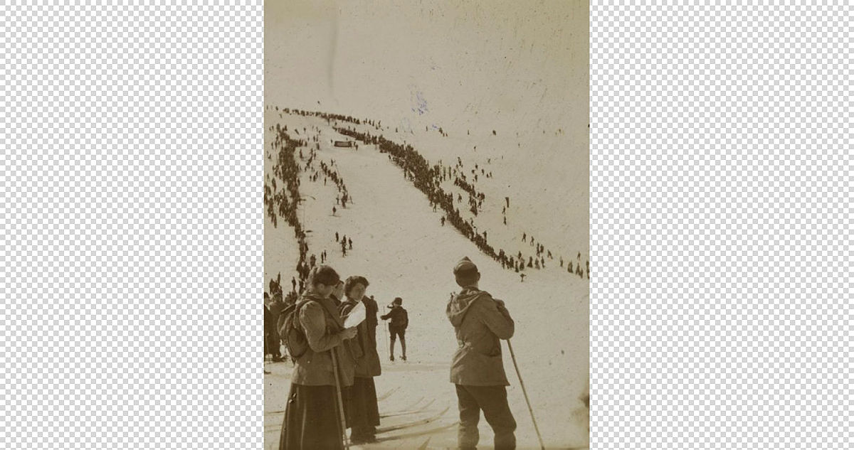 Hoppbakke i Byfjellene, begynnelsen av 1900-tallet.