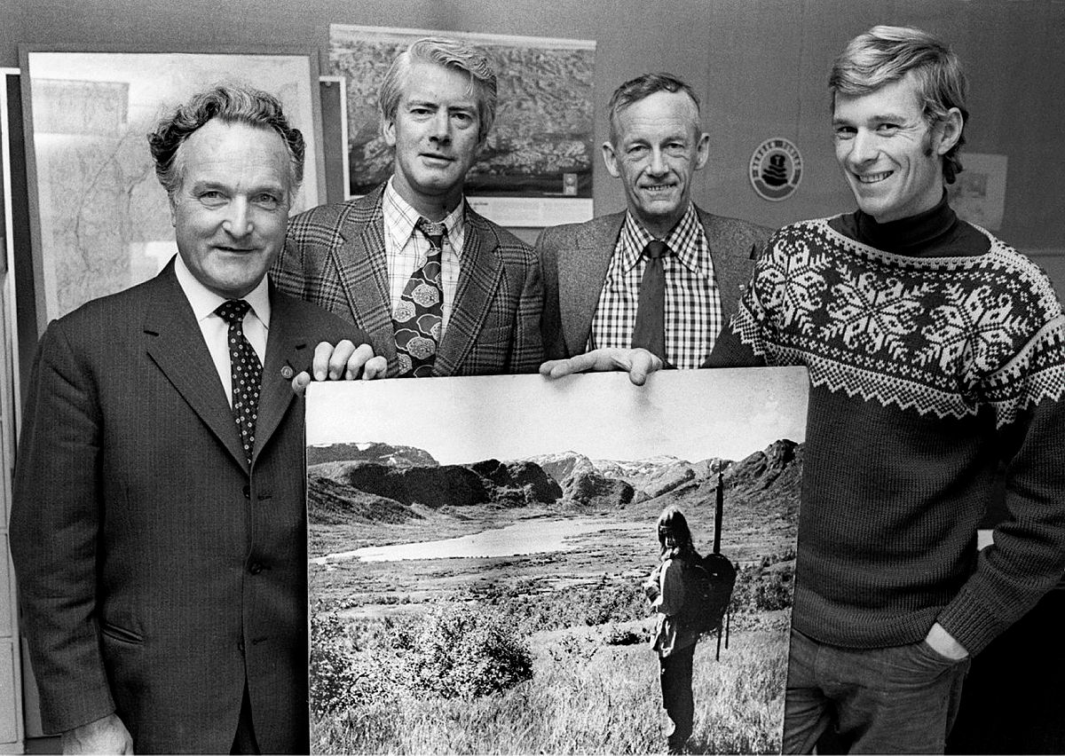 25.04.1975. Aksjon Stølsheimen, Nils A. Sørensen, Birger Refsdal, Aksel Foyen, Bernt Stillulf Karlsen.