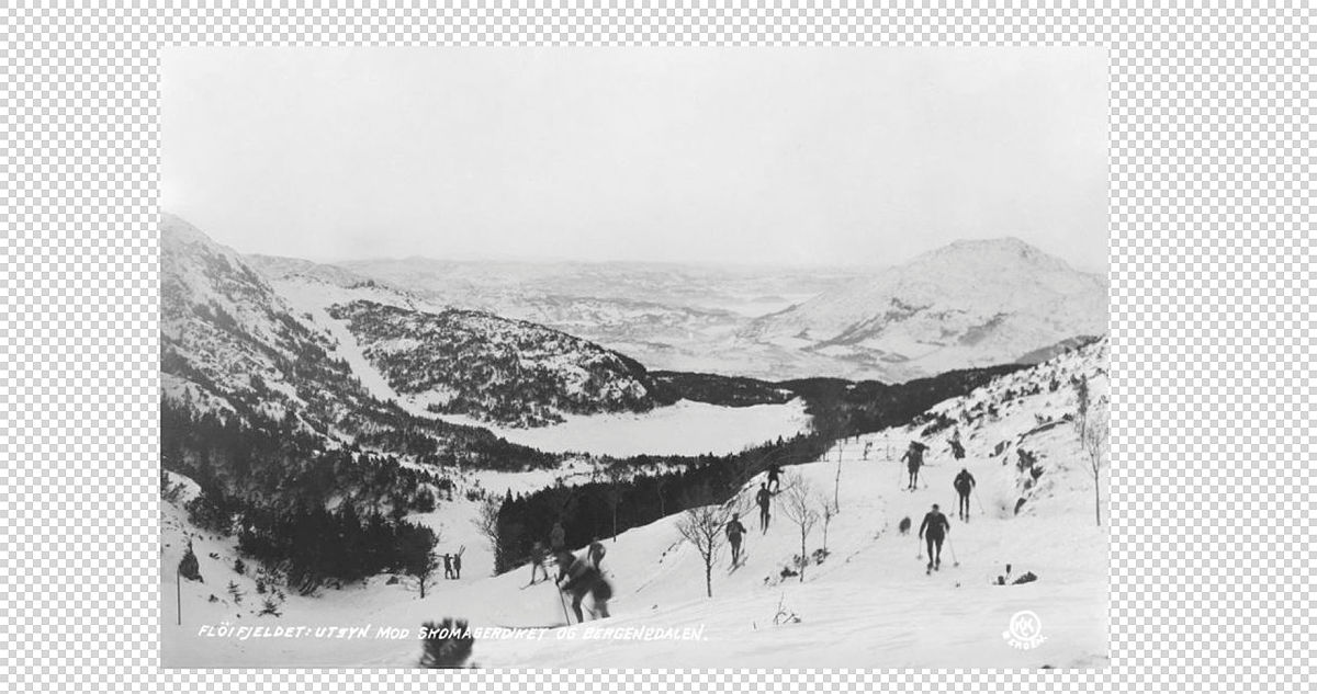 Skisport på Byfjellene i gamle dager.