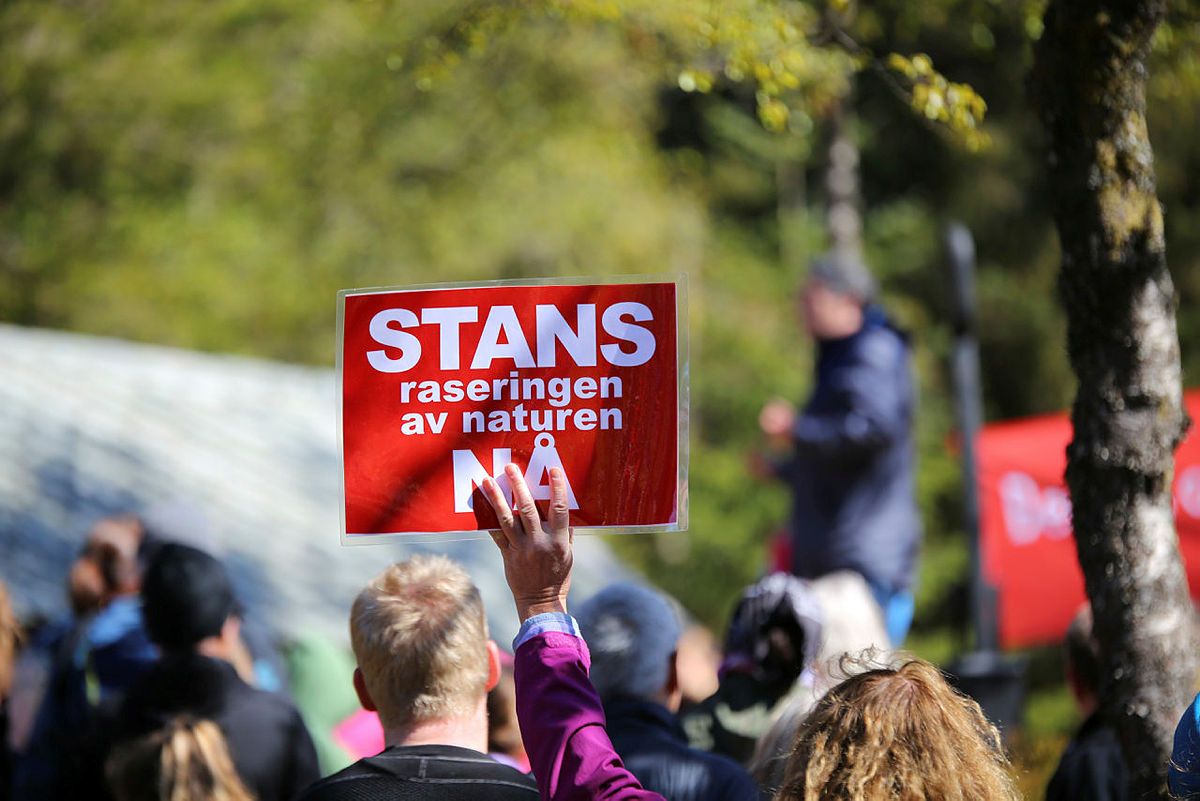 Støttemarsj mot vindkraft i urørt natur, Fløysletten, mai 2019.